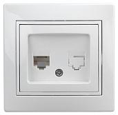 Розетка информационная RJ45 компьютерная, IP20, скрытой установки  белый (10/200/2400) 1-303-01 Intro Plano  Б0027621 ЭРА