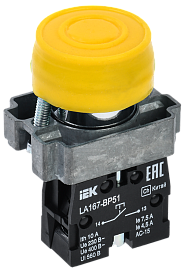 Кнопка LA167-BP51 d=22мм 1з желтая BBT20-BP51-1-22-67-K05 IEK