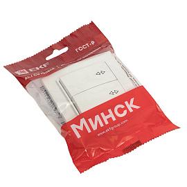 Выключатель двухклавишный СП проходной 10А белый Минск Basic ERV10-027-10 EKF
