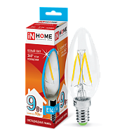 Лампа светодиодная LED-свеча-deco 9Вт 230В E14 4000К 810Лм прозрачная 4690612026206 IN HOME