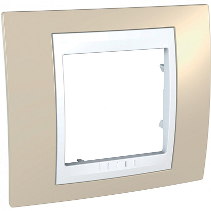 Изображение товара Рамка для розеток и выключателей Schneider Electric UNICA Хамелеон горизонтальная песчаный белая