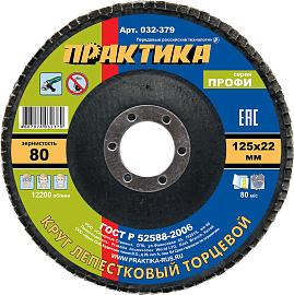 Круг лепестковый шлифовальный 125х22 мм Р 80 серия Профи ПРАКТИКА 032-379