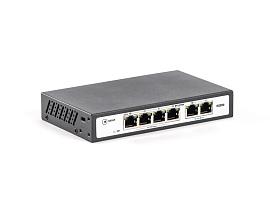 Коммутатор неуправляемый 6-портовый PoE Plus, мощность 120Вт, порты: 4-Ethernet, 2-Uplink SKAT PoE-4E-2E Бастион
