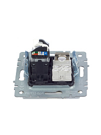Розетка  двойная RJ11+RJ45 кат.5E РК/Т12-БрА алюминий BRITE  BR-KT20-O-1-K47 IEK