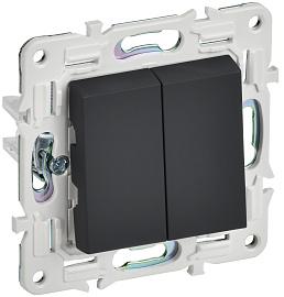 Выключатель 2-клавишный 10А SK-V04G графит SKANDY SK-V20-0-10-K53 IEK