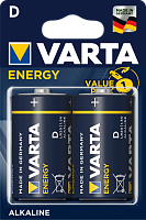 Элемент питания LR20 (D) Energy 1.5В бл/2 (04120 229 412) батарейка щелочная 4120229412 VARTA