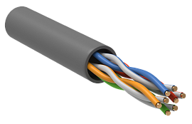 Витая пара U/UTP кат.5E 4х2х0,51 (24 AWG) PVC Серый solid (305м) РФ/Т LC1-C5E04-111-T-R ITK (13м)