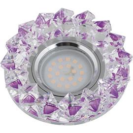 Светильник встраиваемый DLS-P117 GU5.3 CHROME/PURPLE декоративный  ТМ "Fametto", серия "Peonia", GU5.3. металл, хром. Отделка кристалл, фиолетовый. 10552 Uniel