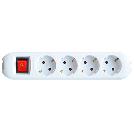 Колодка 4GS-SMART 4-х местная с заземлением с выключателем 16А 5440 4690612010496 IN HOME