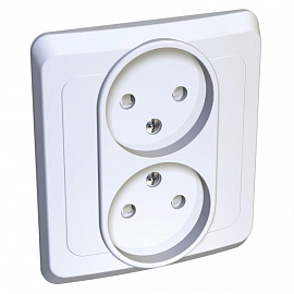 Розетка двойная ЭТЮД скрытой установки со шторками белый PC16-006B Systeme Electric