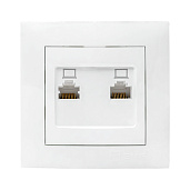 Розетка RJ45+RJ45 компьютерная Валенсия скрытой установки в сборе белый EWK02-035-10 EKF PROxima