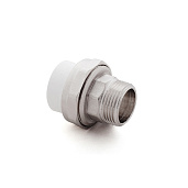 Изображение товара Муфта комбинированная разъемная (Американка) PPR полипропилен НР 20х1",  белый, РосТурПласт 10639