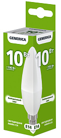 Лампа светодиодная C35 свеча 10Вт 230В 4000К E14 GENERICA