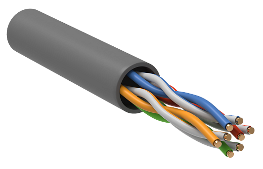 Изображение товара Витая пара U/UTP кат.5E 4х2х0,51 (24 AWG) PVC Серый solid (305м) РФ/Т LC1-C5E04-111-T-R ITK