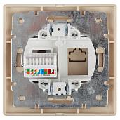 Розетка информационная RJ45 компьютерная, IP20, скрытой установки 1-303-04 Intro Plano шампань (10/200/2400) Б0030087 ЭРА