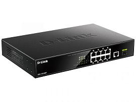 Коммутатор 9x10/100/1000Base-T (8 портов с поддержкой PoE), 1x1000Base-X SFP  DGS-1010MP/A1A D-Link