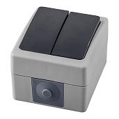 Выключатель двухклавишный Велена 10А 250В IP54 серый/графит PSW10-121-54 32753 STEKKER