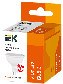 Лампа светодиодная 9 Вт GU5.3 MR16 3000К 810лм матовая 230В рефлекторная LLE-MR16-9-230-30-GU5 IEK