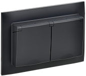 Розетка 2-местная и крышкой 16А в сборе IP44 SK-R12Bl черный SKANDY SK-R26-16-44-K02-F IEK