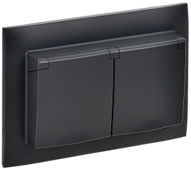 Розетка 2-местная и крышкой 16А в сборе IP44 SK-R12Bl черный SKANDY SK-R26-16-44-K02-F IEK