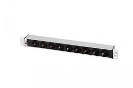 Блок розеток Rem-10 без шнура с инд., 9 Schuko, вход IEC 60320 С14, 10А, алюм., 19" R-10-9S-I-440-Z