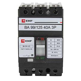 Выключатель автоматический 40А 3П трехполюсный ВА-99 25кА тип AC IP30 PROxima mccb99-125-40 EKF