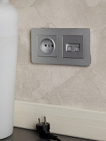 Розетка комп. 2-ая RJ45 кат.5E РК10-2-БрА алюминий BRITE BR-K20-1-K47 IEK