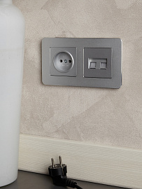 Розетка  комп. 2-ая RJ45 кат.5E РК10-2-БрА алюминий BRITE  BR-K20-1-K47 IEK
