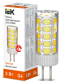 Лампа светодиодная CORN капсула 3Вт 12В 3000К керамика G4 IEK