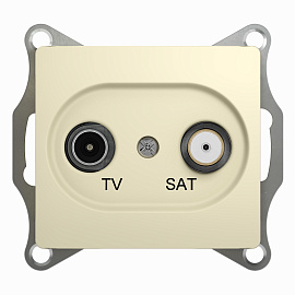 Розетка TV+SAT телевизионная+спутниковая GLOSSA скрытой установки проходная 4dB механизм бежевый GSL000298 Systeme Electric