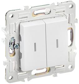 Выключатель 2-клавишный проходной с индикацией 10А SK-V10W арктический белый SKANDY SK-V22-1-10-K01 IEK