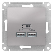 Розетка USB двойная Atlasdesign скрытой установки 5В двухместная 2,1А+1,05А механизм алюминий ATN000333 Systeme Electric
