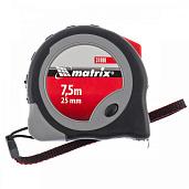 Рулетка Continuous fixation, 7,5 мх25 мм, обрезиненный корпус, плавная фиксация MATRIX 31090