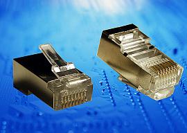 Разъем RJ-45 (8p8c) cat.5e экранированный, для одножильного и многожильного кабеля