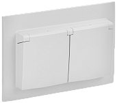 Розетка 2-местная и крышкой 16А в сборе IP44 SK-R12W арктический белый SKANDY SK-R26-16-44-K01-F IEK