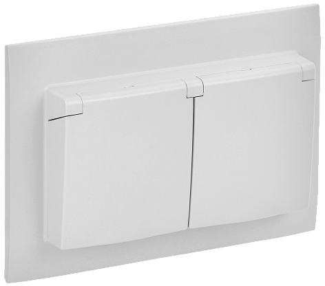 Изображение товара Розетка 2-местная с крышкой IP44 16А SK-R12W арктический белый IEK