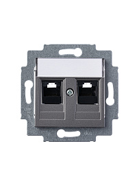 Розетка RJ45+RJ45 компьютерная LEVIT скрытой установки кат. 5e механизм с накладкой сталь 2CHH295118A6069 ABB