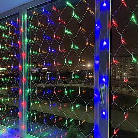 Гирлянда Сеть 1,8х1,5м 180Led мульти свет контроллер 8 режимов прозрачный провод 3м IP20 Б0041901 ЭРА