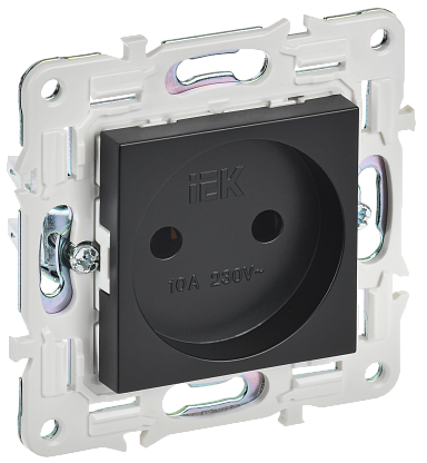 Изображение товара Розетка без заземления без защитных шторок 10А SK-R02Bl черная IEK