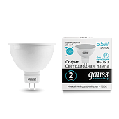 Лампа светодиодная 5,5 Вт GU5.3 MR16 4100K 450Лм LED Рефлектор Elementary 13526 GAUSS