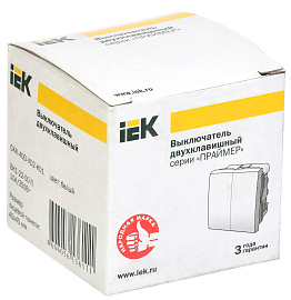 Выключатель двухклавишный 2 модуля ВК1-22-00 Праймер белый IP20 CKK-40D-VD2-K01 IEK