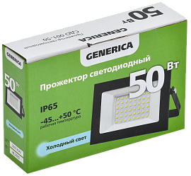 Прожектор светодиодный  50Вт СДО 001-50 4000Лм 6500К IP65 черный LPDO501-050-65-K02-G GENERICA