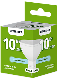 Лампа светодиодная MR16 софит 10Вт 230В 6500К GU5.3 GENERICA