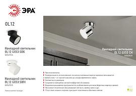 Подсветка Накладной под лампу Gx53, алюминий, цвет черный (40/960) OL12 GX53 SBK  Б0049034 ЭРА
