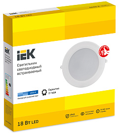 Светильник светодиодный ДВО 1716 белый круг 18Вт 4000К IP40 IEK