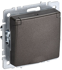 Розетка 1-м с/з со шторками и крышкой  IP44 бронза мех-м BRITE РСбш10-3-44-БрТБ BR-R16-16-44-K45 IEK