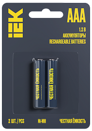 Аккумулятор GREEN Ni-MH ААА 1100мАч (2шт/блистер)  ААK-NIMH-03-1100-L02 IEK