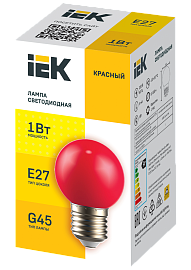 LIGHTING Лампа светодиодная декоративная G45 шар 1Вт 230В красный E27 IEK