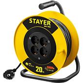 STAYER MS 315, 20 м, 3500 Вт, 4 гнезда, ПВС 3х1.5 мм² удлинитель на катушке 55078-20