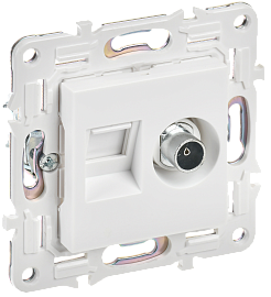 Розетка двойная TV+RJ45 кат.5E SK-A14W арктический белый SKANDY SK-AK20-1-K01 IEK